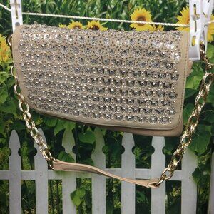 Sequined Art Deco Cream Shoulder Bag